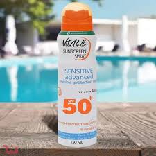 اسپری ضد افتاب spf50  برند ویتابلا-- مخصوص بدن جلوگیری از افتاب سوختگی  وارداتی اصل از نمایندگی ایران زمین