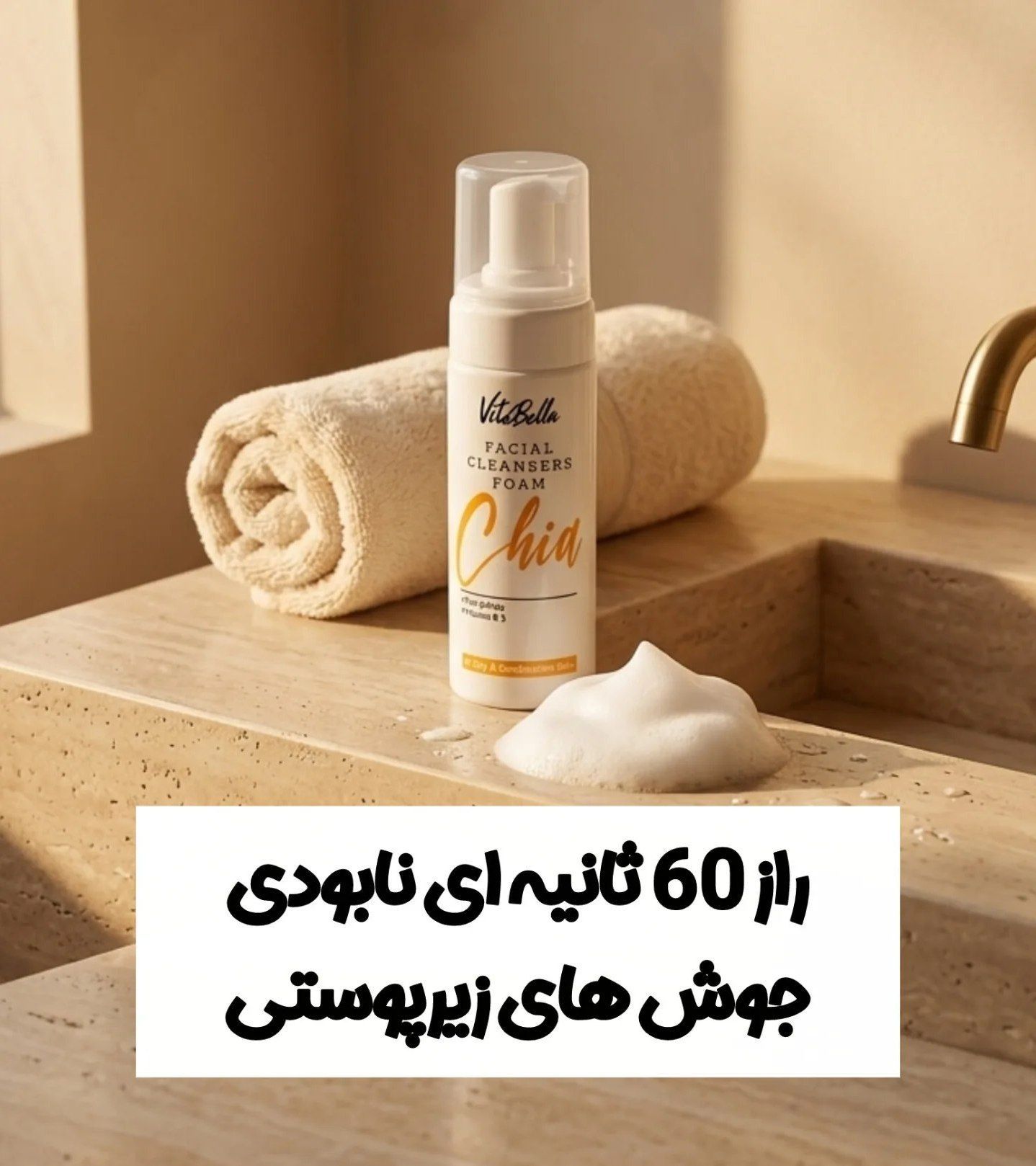 فوم شست و شوی صورت مناسب پوست چرب و اکنه دار رفع جوش های زیر پوستی برند ویتابلا ایتالیا