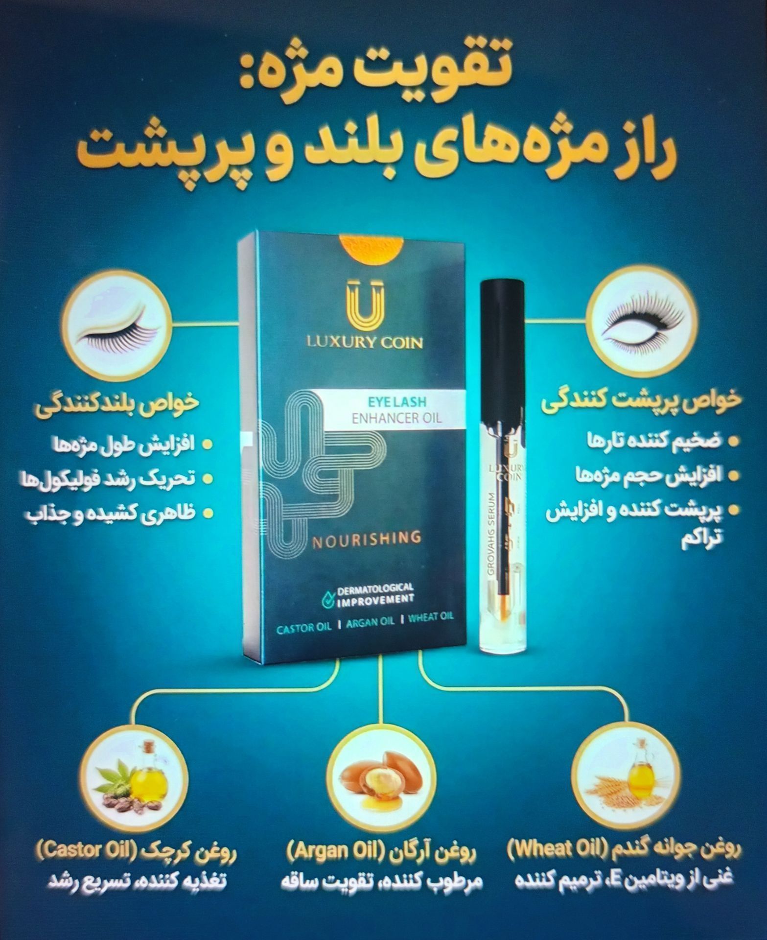 سرم پرپشت کننده مژه و ابرو برند لاکچری کوین فرانسه